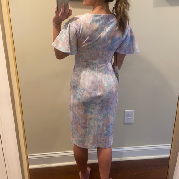 Calvin Klein Pastel Floral Flutter-Sleeve Dress - Picture 7 of 15